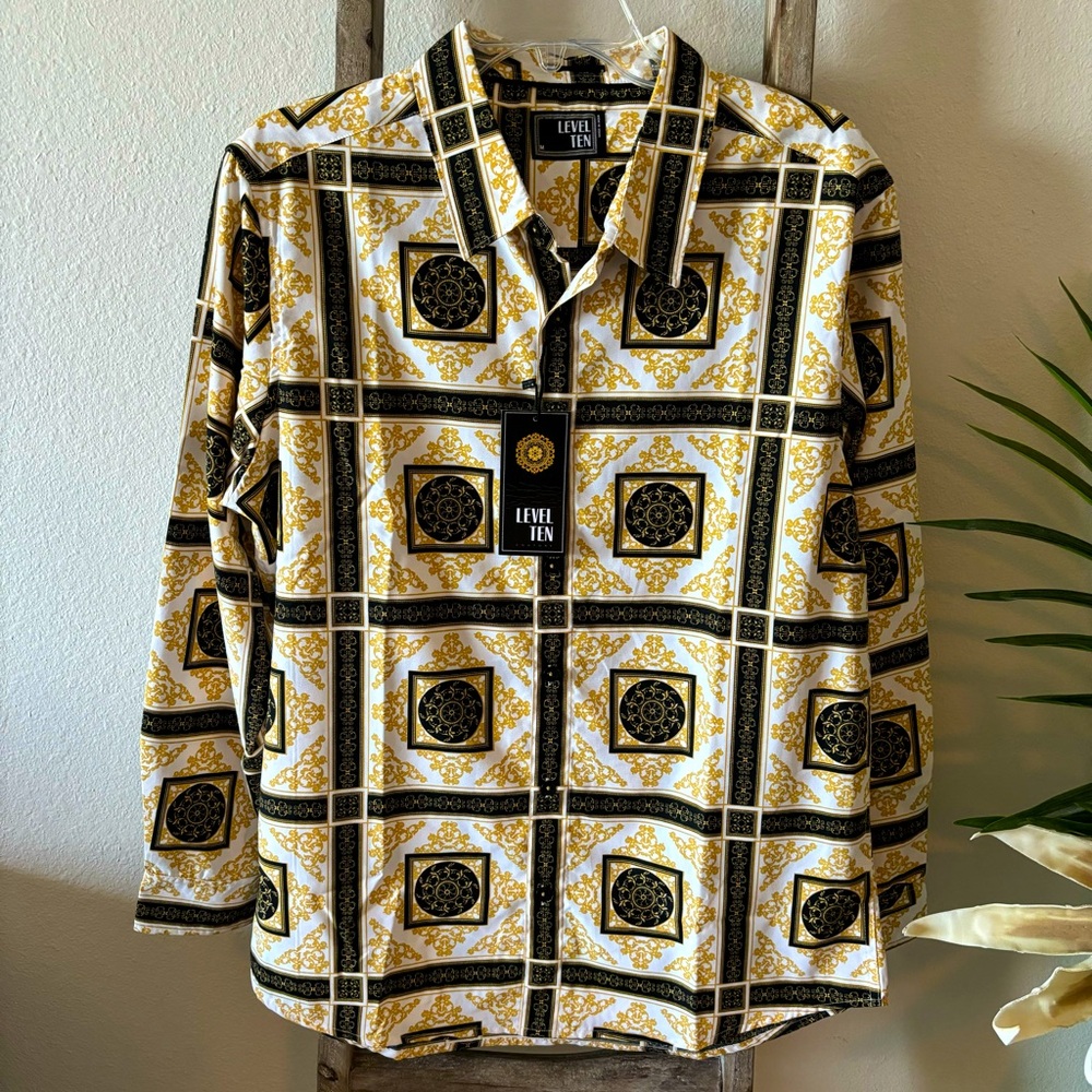 LEVEL TEN Men's Long Sleeve Versace Vibe Button Up Shirt--M - Picture 12 of 16